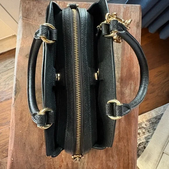 Black Coach Crossbody Purse with Gold Accents - Picture 6 of 13